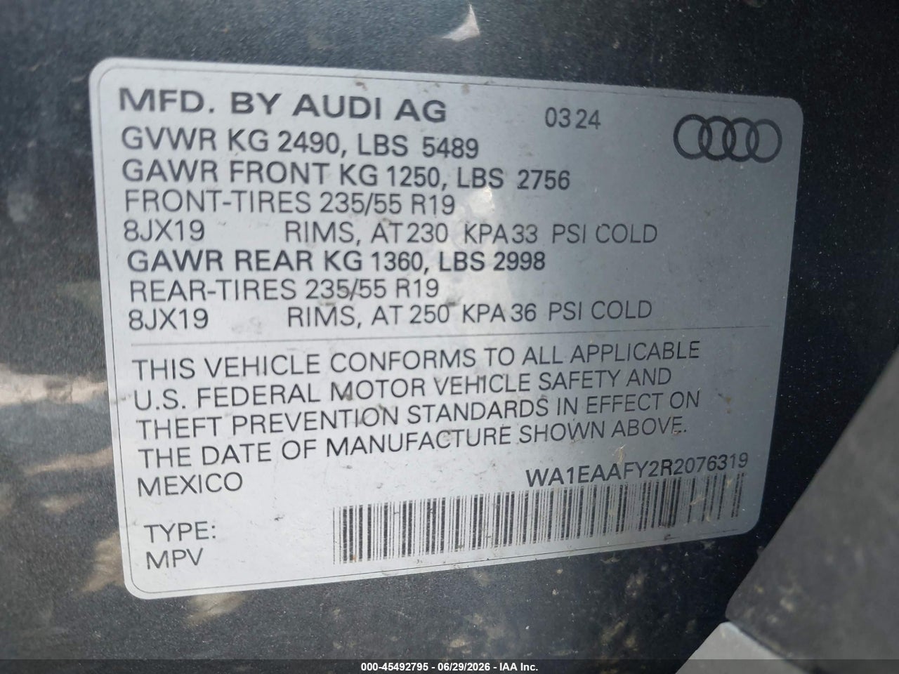 2024 AUDI Q5 PREMIUM PLUS 45 TFSI S LINE QUATTRO · 9/11