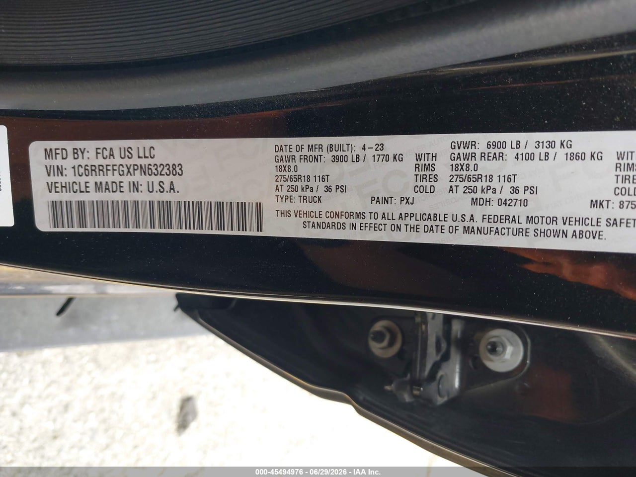 1C6RRFFGXPN****** · 2023 RAM 1500 · 9/11