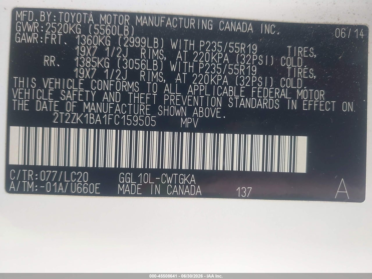 2015 LEXUS RX 350   · 9/11