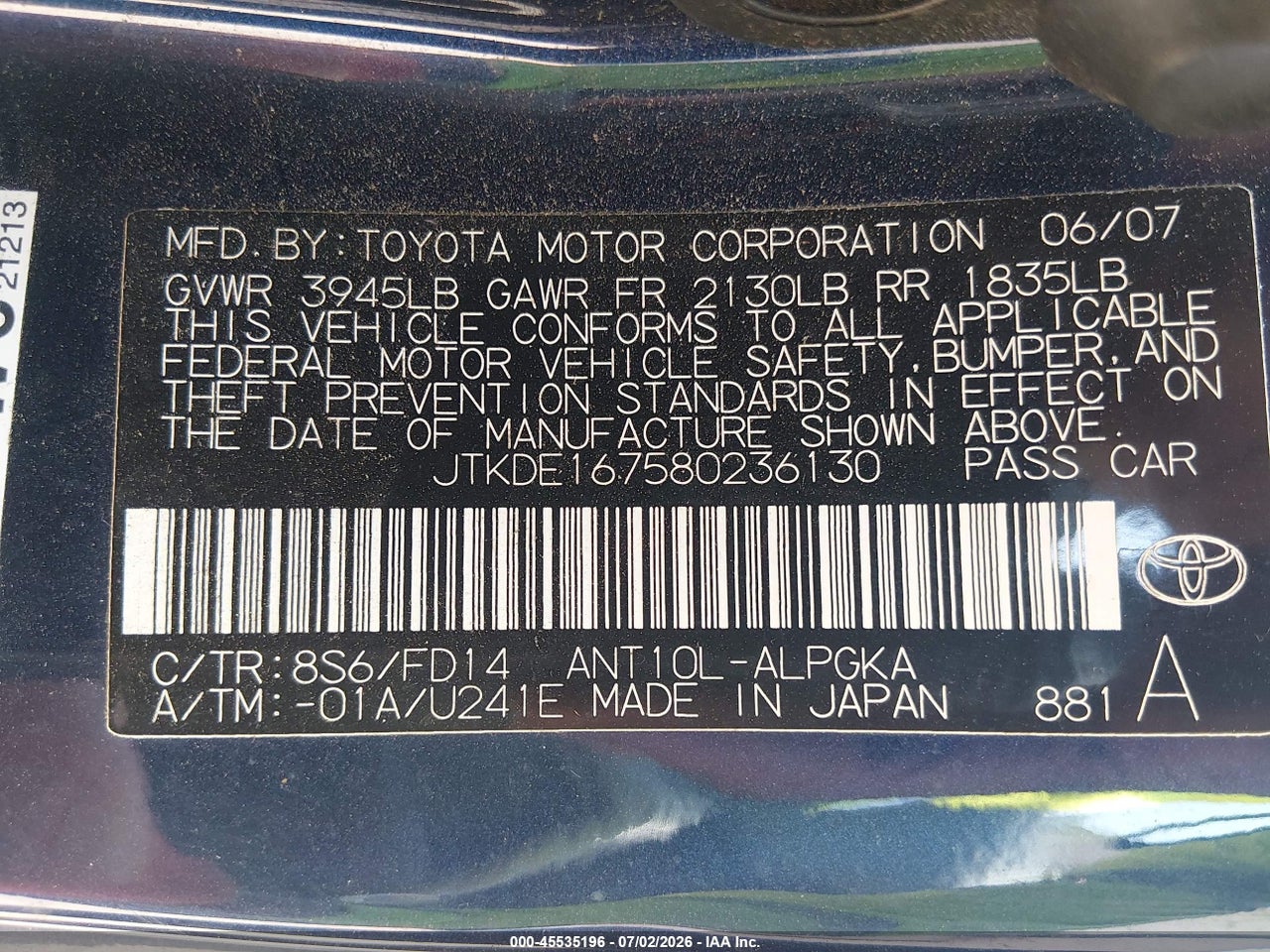 JTKDE167580****** · 2008 SCION TC   · 9/10