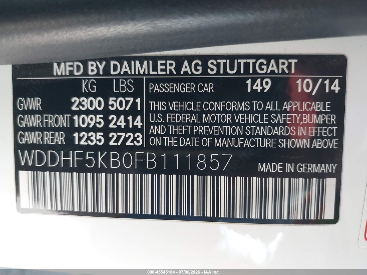 WDDHF5KB0FB****** · 2015 MERCEDES-BENZ E 350   · 9/11