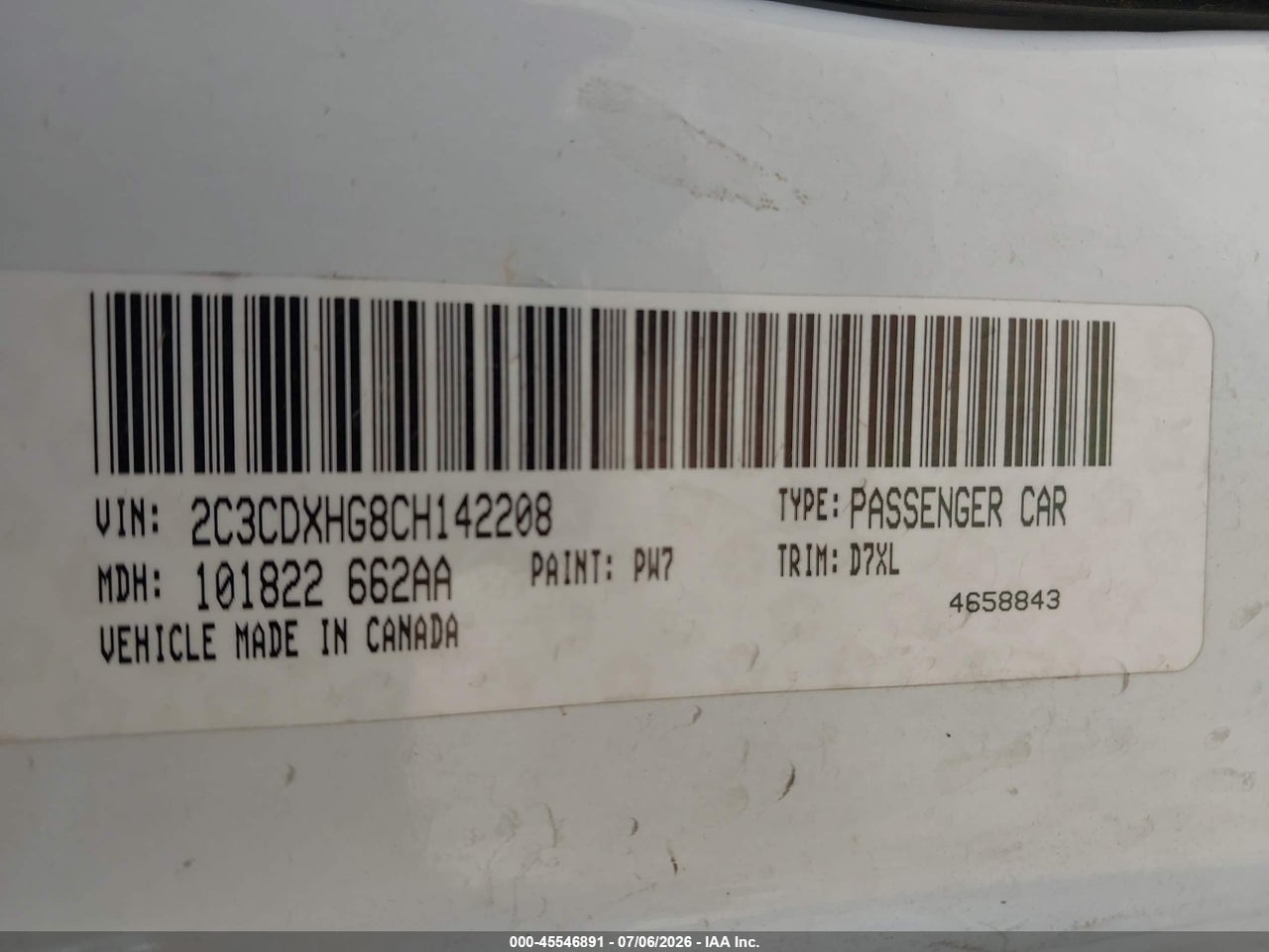 2C3CDXHG8CH****** · 2012 DODGE CHARGER SXT · 9/11
