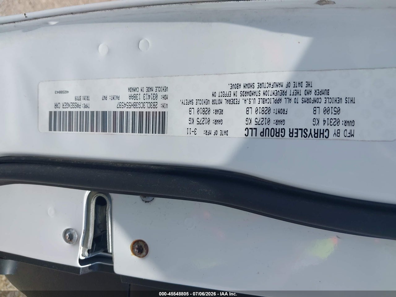 2B3CL3CG3BH****** · 2011 DODGE CHARGER   · 9/11