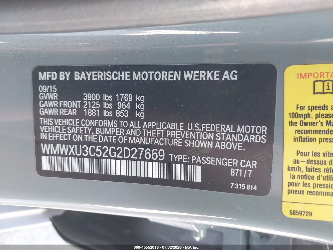 WMWXU3C52G2****** · 2016 MINI HARDTOP COOPER S · 9/11
