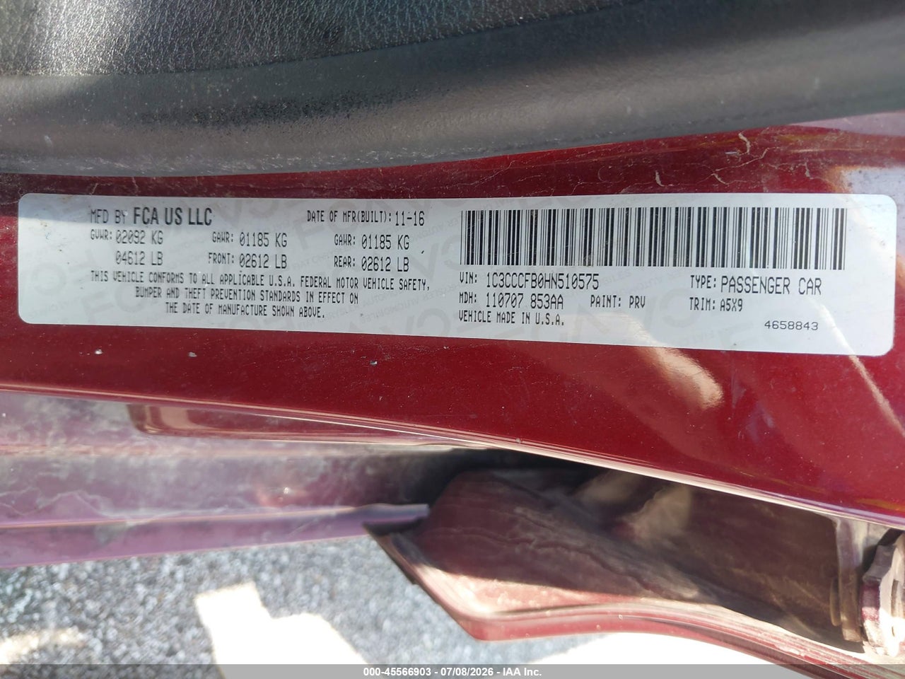 1C3CCCFB0HN****** · 2017 CHRYSLER 200 TOURING · 9/10