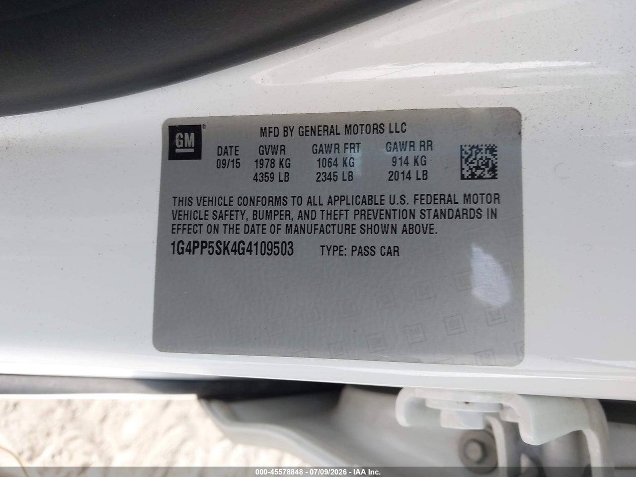 1G4PP5SK4G4****** · 2016 BUICK VERANO   · 9/11