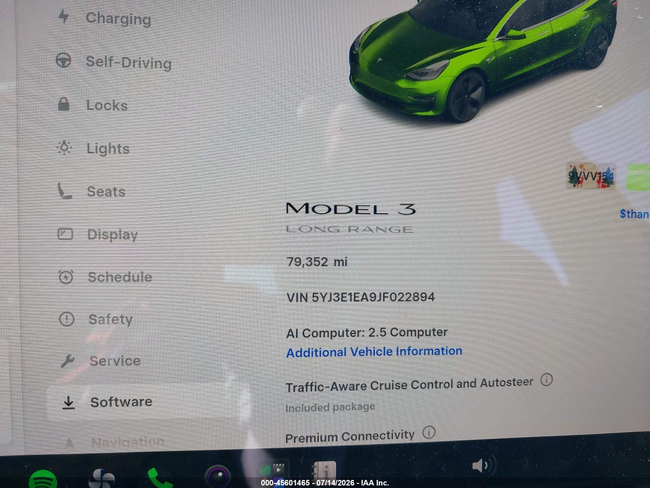5YJ3E1EA9JF****** · 2018 TESLA MODEL 3 LONG RANGE/MID RANGE · 7/11