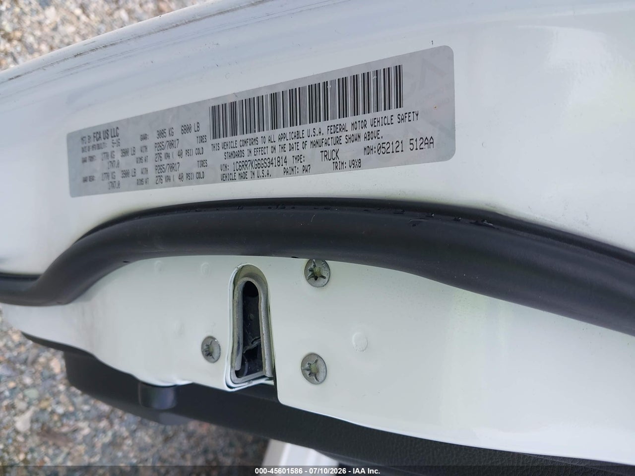 1C6RR7KG6GS****** · 2016 RAM 1500 TRADESMAN · 9/11
