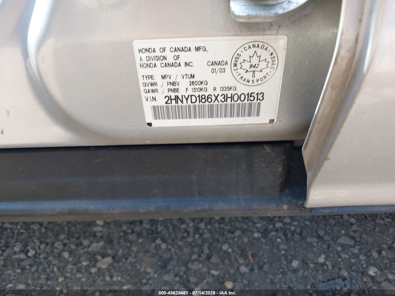 2HNYD186X3H****** · 2003 ACURA MDX   · 9/10