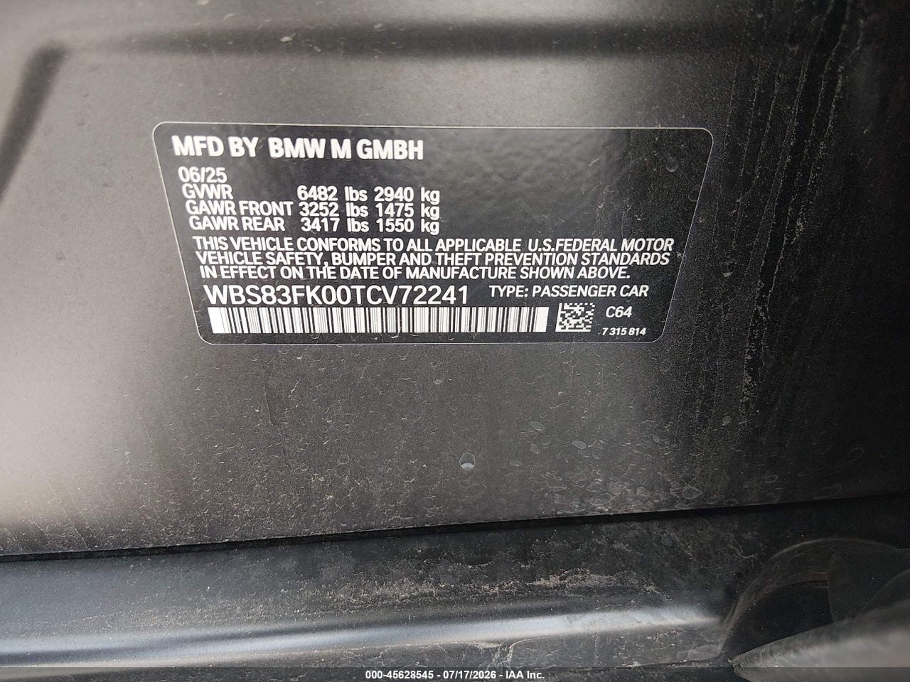 WBS83FK00TC****** · 2026 BMW M5   · 9/11
