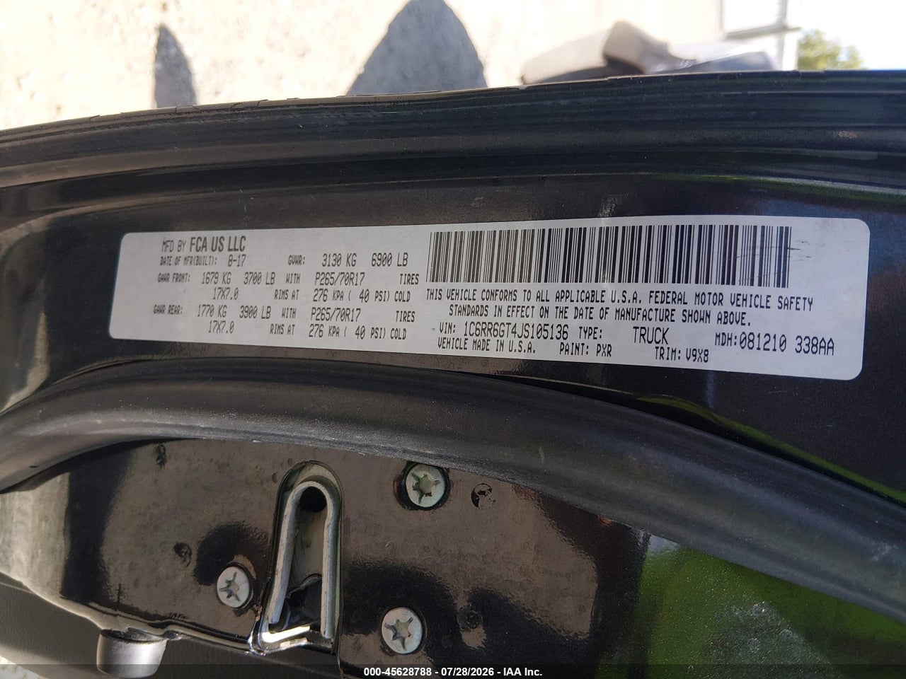 1C6RR6GT4JS****** · 2018 RAM 1500   · 9/11