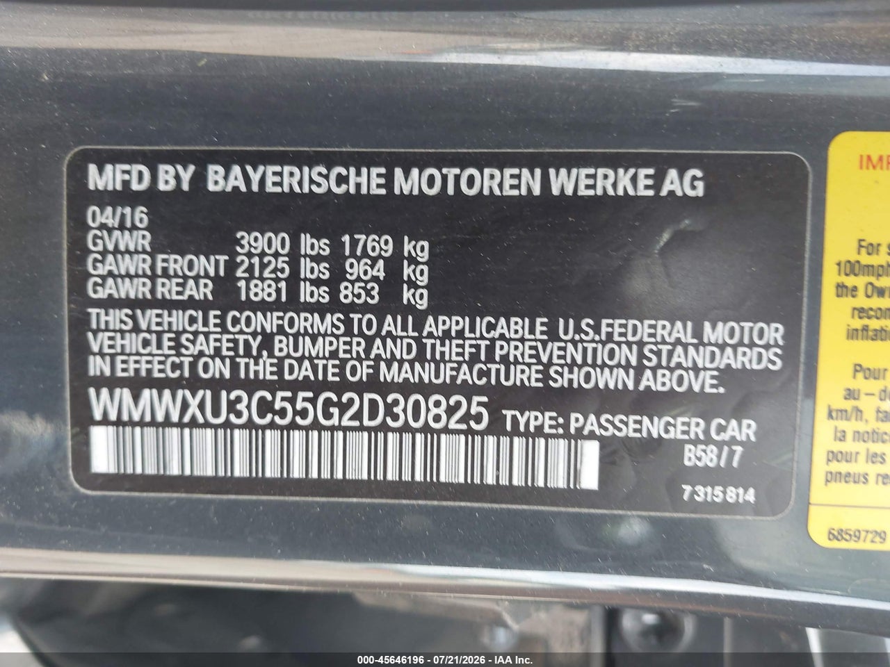 WMWXU3C55G2****** · 2016 MINI HARDTOP COOPER S · 9/11