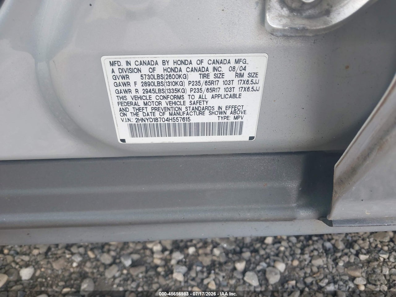 2HNYD18704H****** · 2004 ACURA MDX   · 9/10
