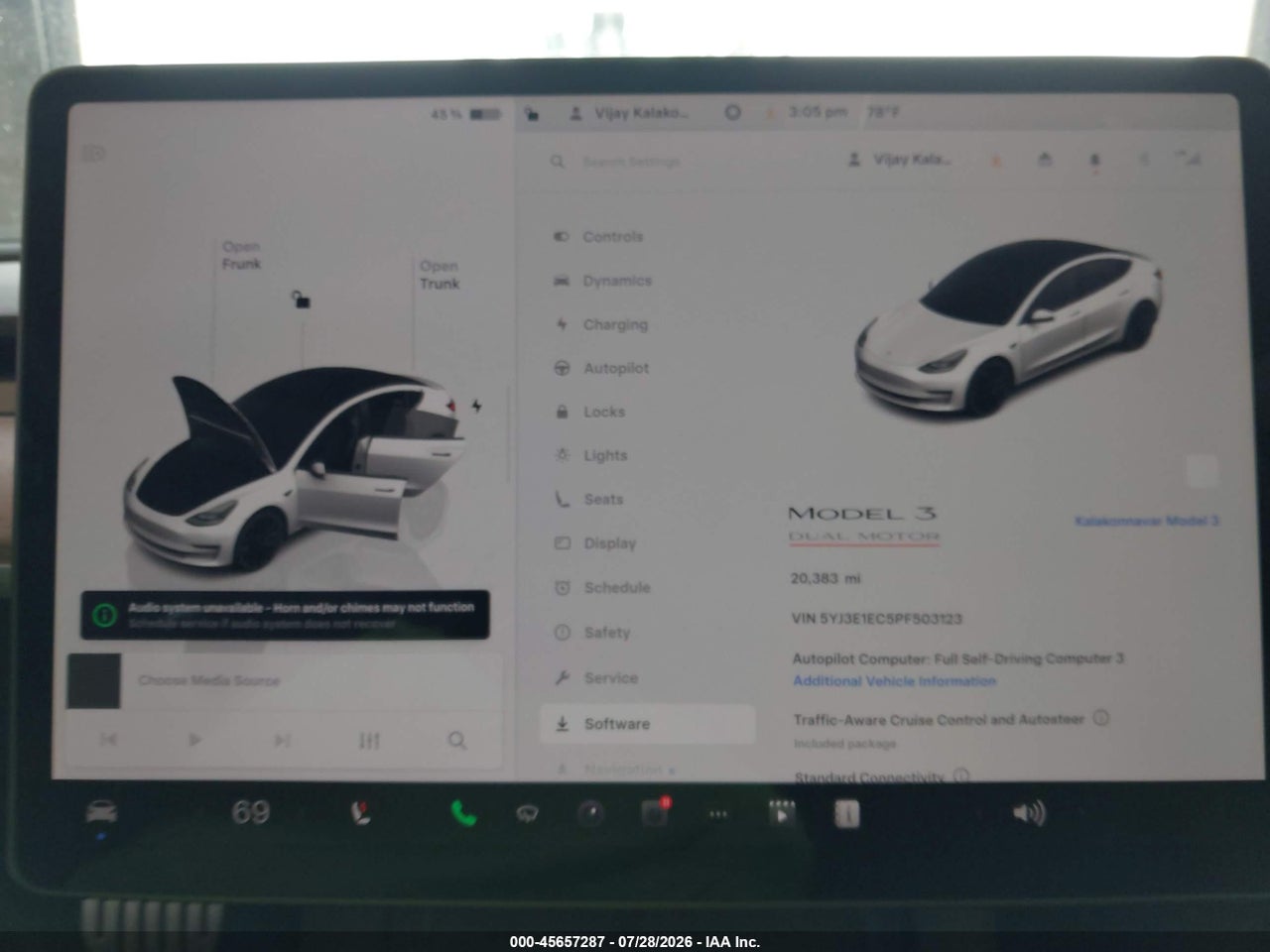 5YJ3E1EC5PF****** · 2023 TESLA MODEL 3 PERFORMANCE DUAL MOTOR ALL-WHEEL DRIVE · 7/11