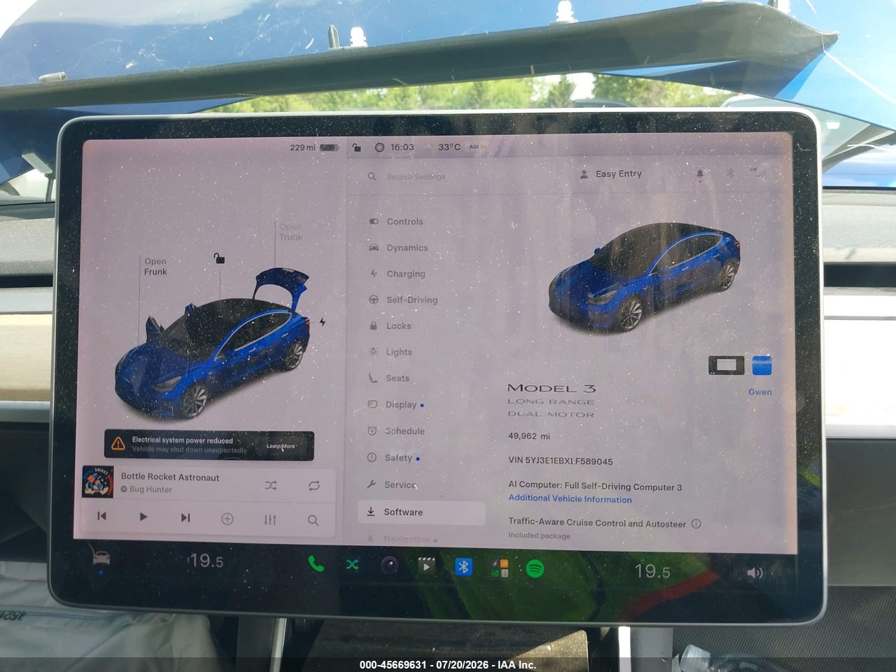 5YJ3E1EBXLF****** · 2020 TESLA MODEL 3 LONG RANGE DUAL MOTOR ALL-WHEEL DRIVE · 7/9