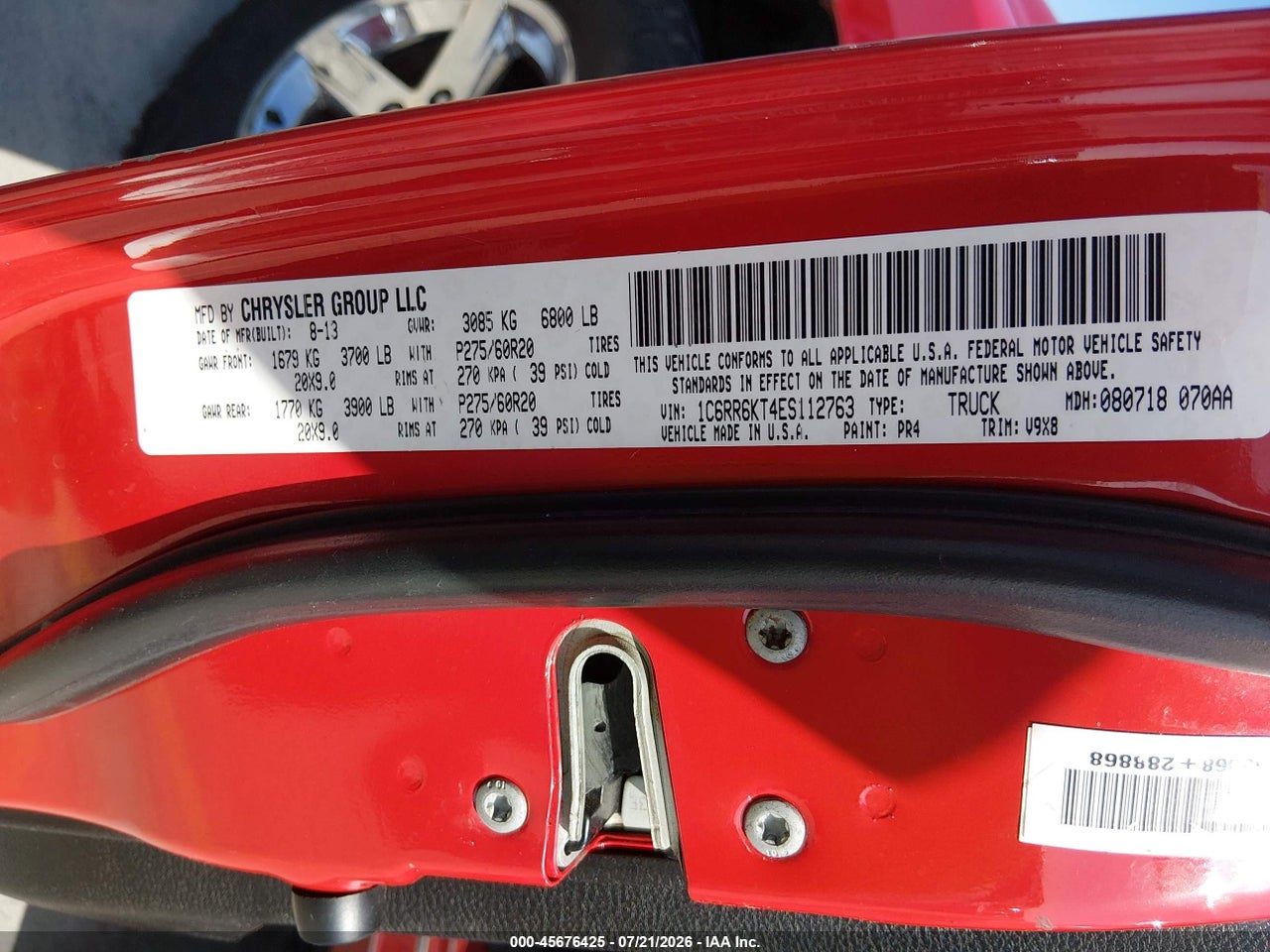 1C6RR6KT4ES****** · 2014 RAM 1500 EXPRESS · 9/11