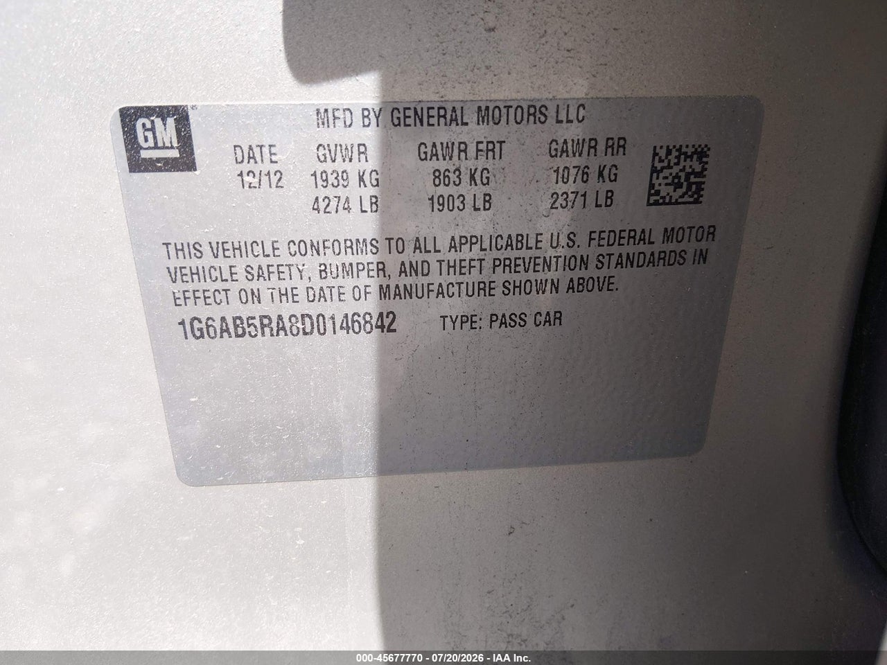1G6AB5RA8D0****** · 2013 CADILLAC ATS LUXURY · 9/10