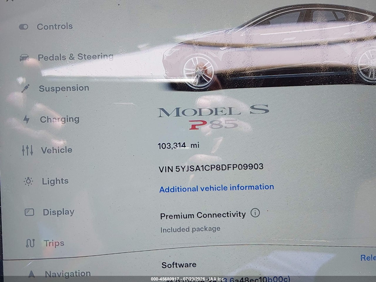 5YJSA1CP8DF****** · 2013 TESLA MODEL S PERFORMANCE · 7/11