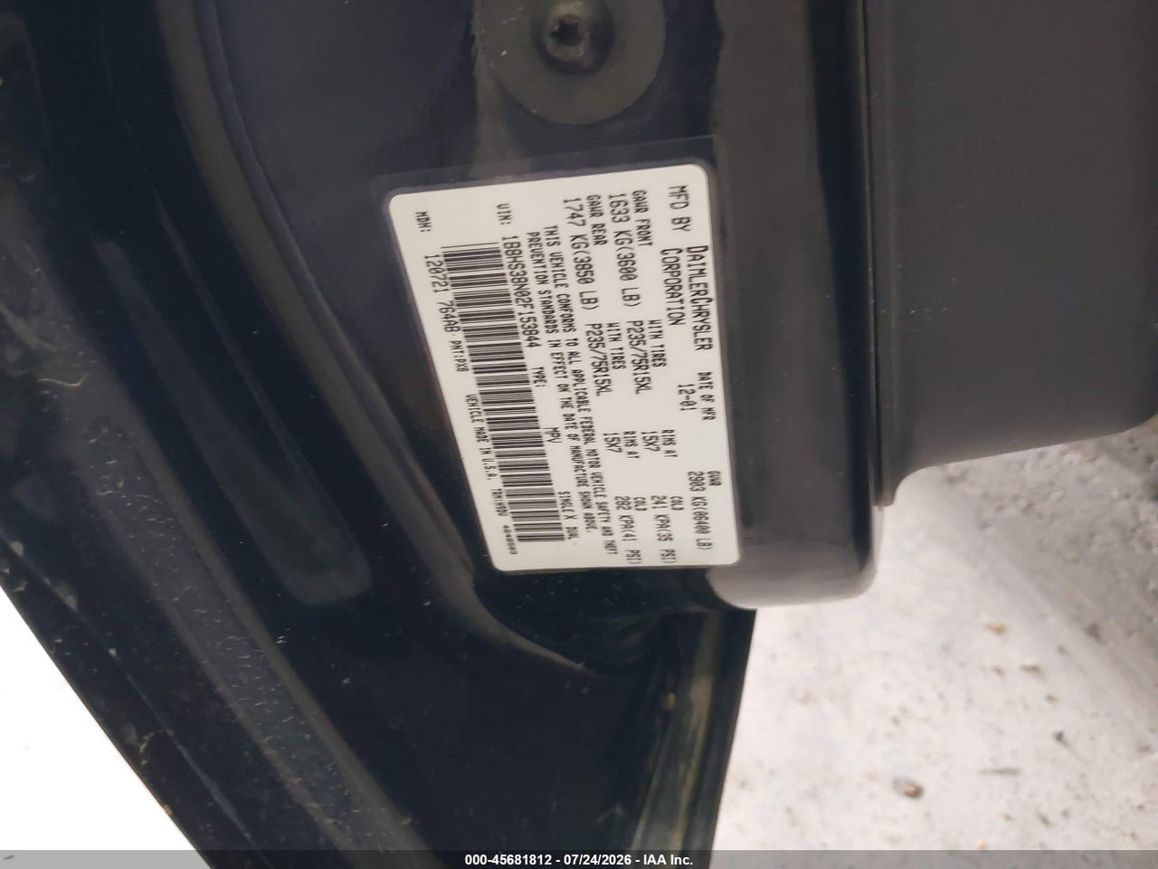 1B8HS38N02F****** · 2002 DODGE DURANGO SPORT · 9/11