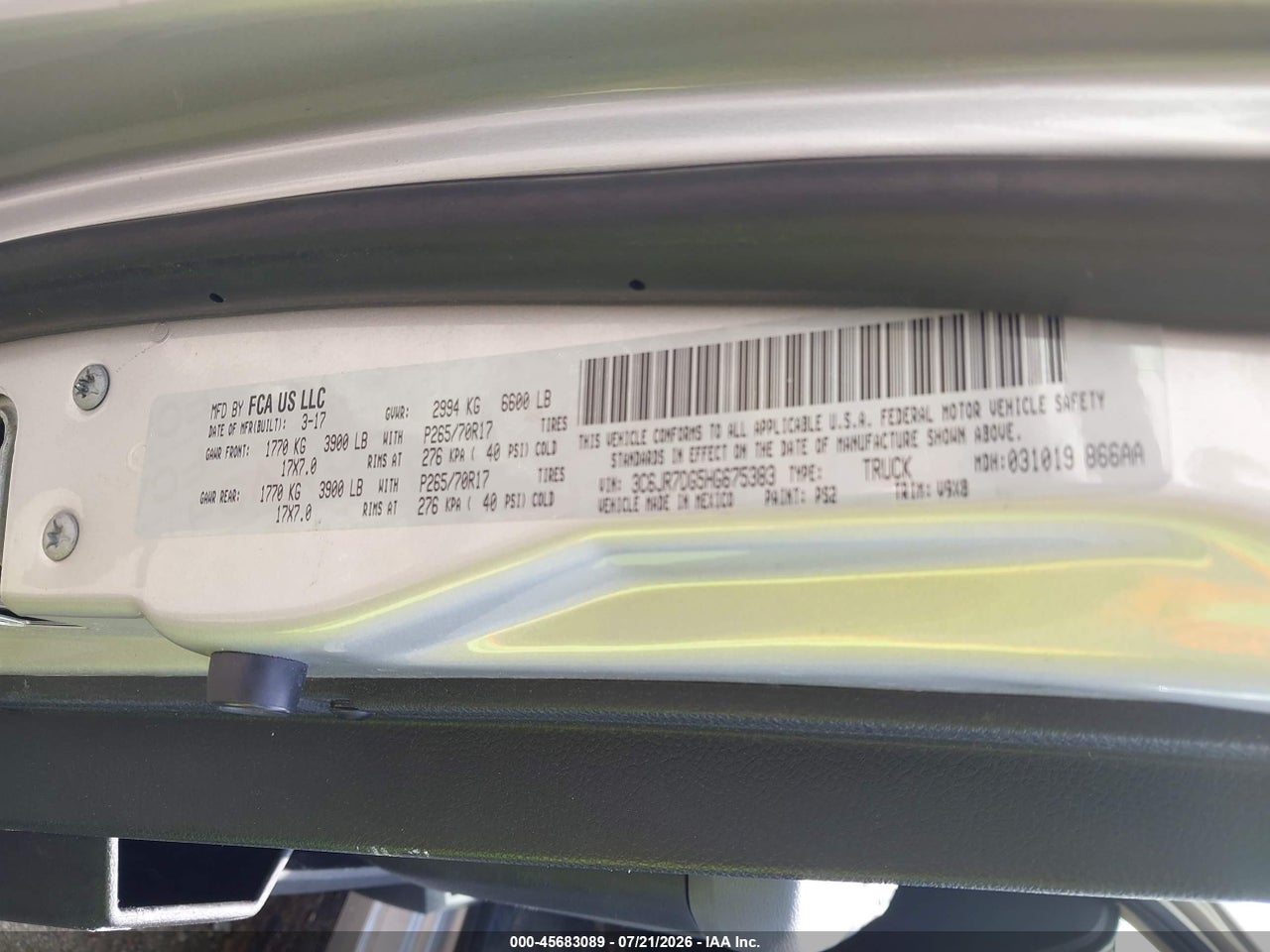 3C6JR7DG5HG****** · 2017 RAM 1500   · 9/11