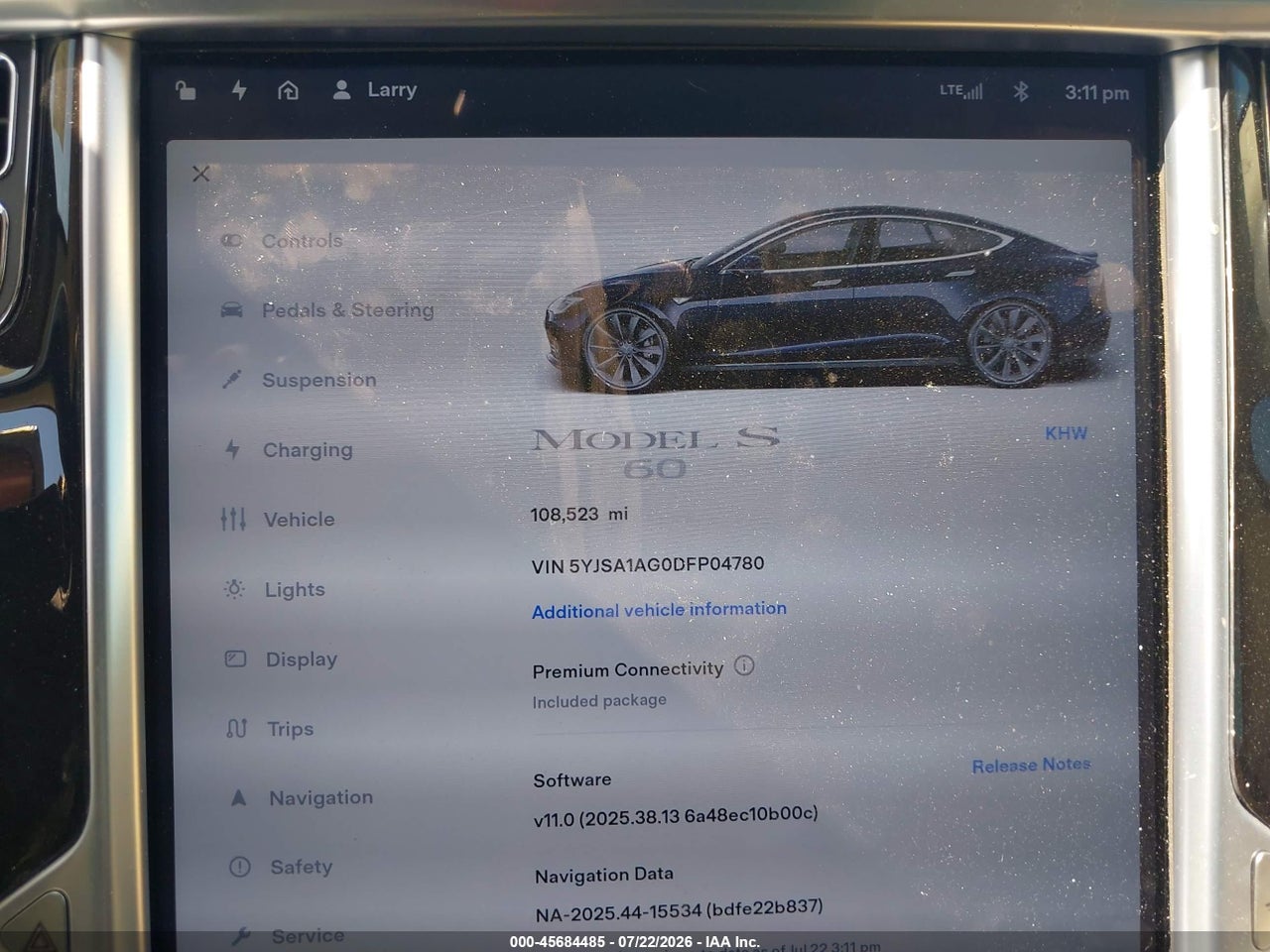 5YJSA1AG0DF****** · 2013 TESLA MODEL S   · 7/11