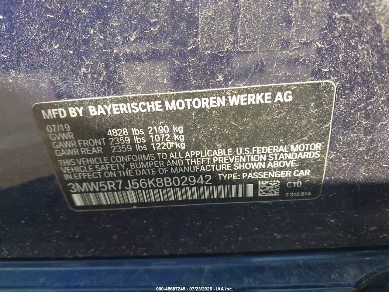 3MW5R7J56K8****** · 2019 BMW 330I XDRIVE · 9/10
