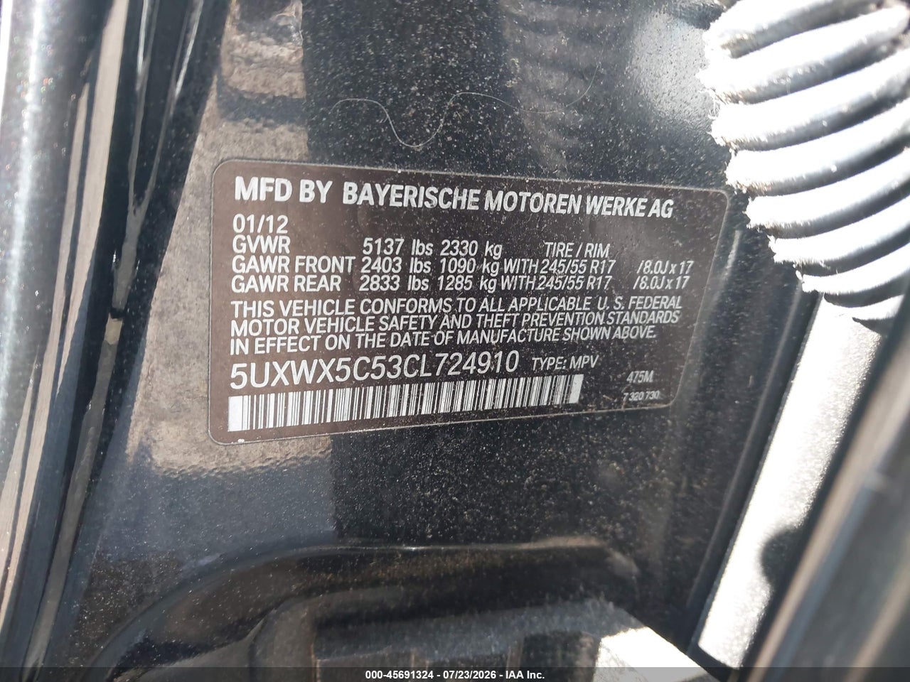 2012 BMW X3 XDRIVE28I · 9/11
