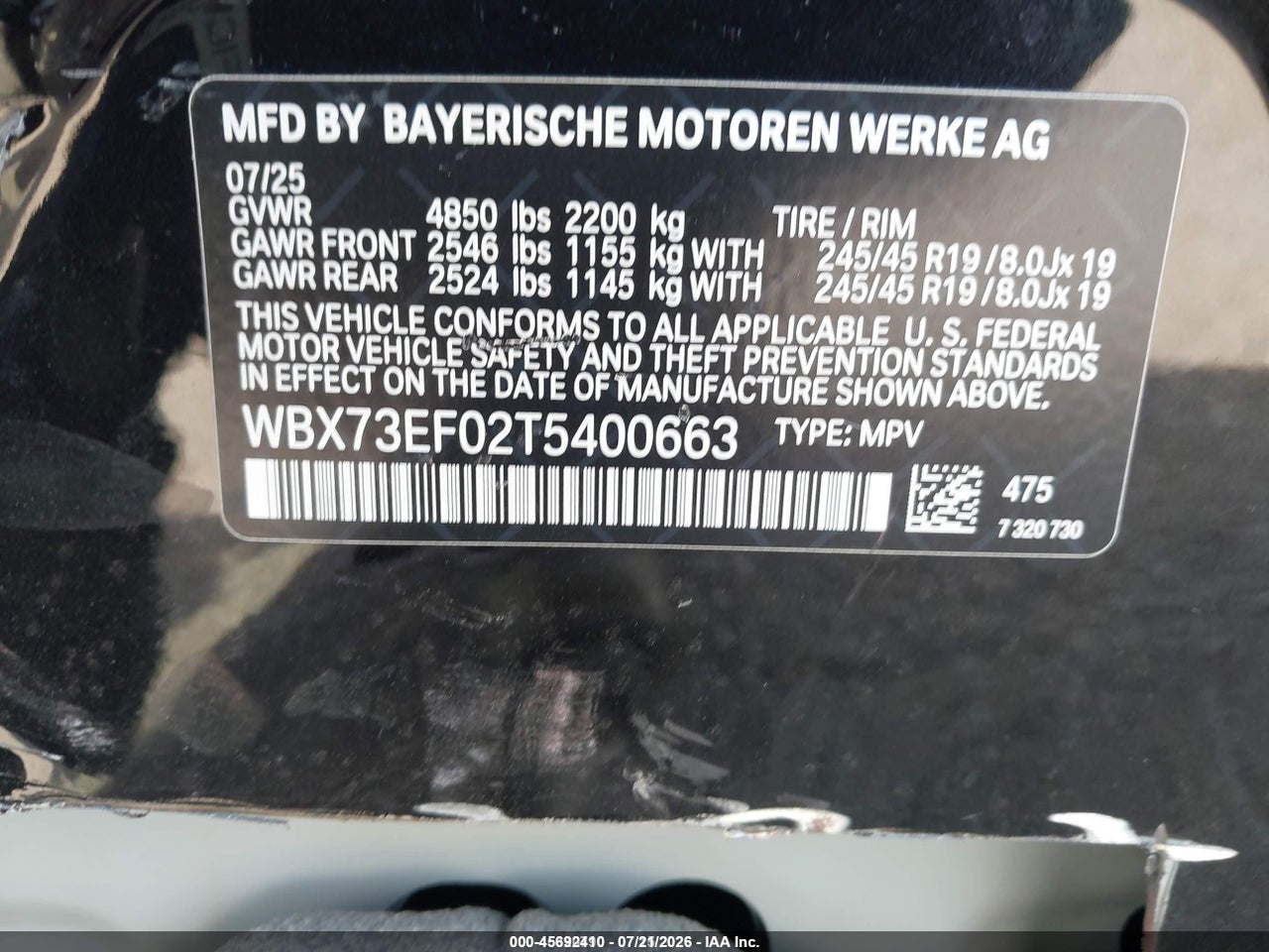 WBX73EF02T5****** · 2026 BMW X1 XDRIVE28I · 9/11