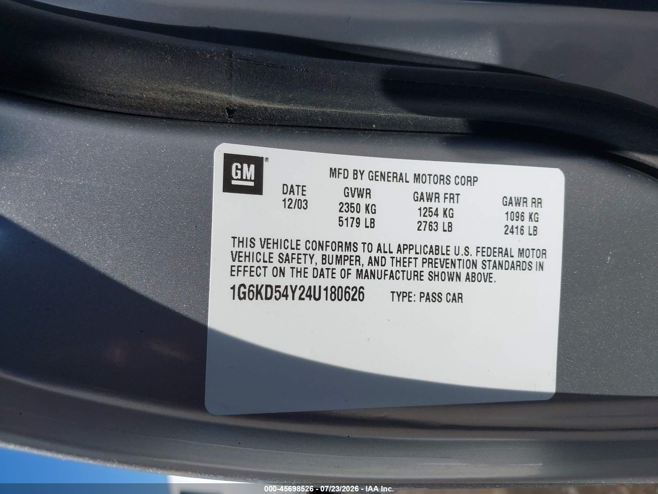 1G6KD54Y24U****** · 2004 CADILLAC DEVILLE · 9/11
