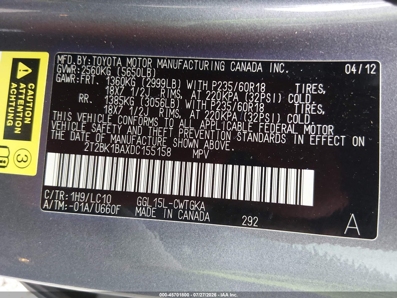 2013 LEXUS RX 350   · 9/11