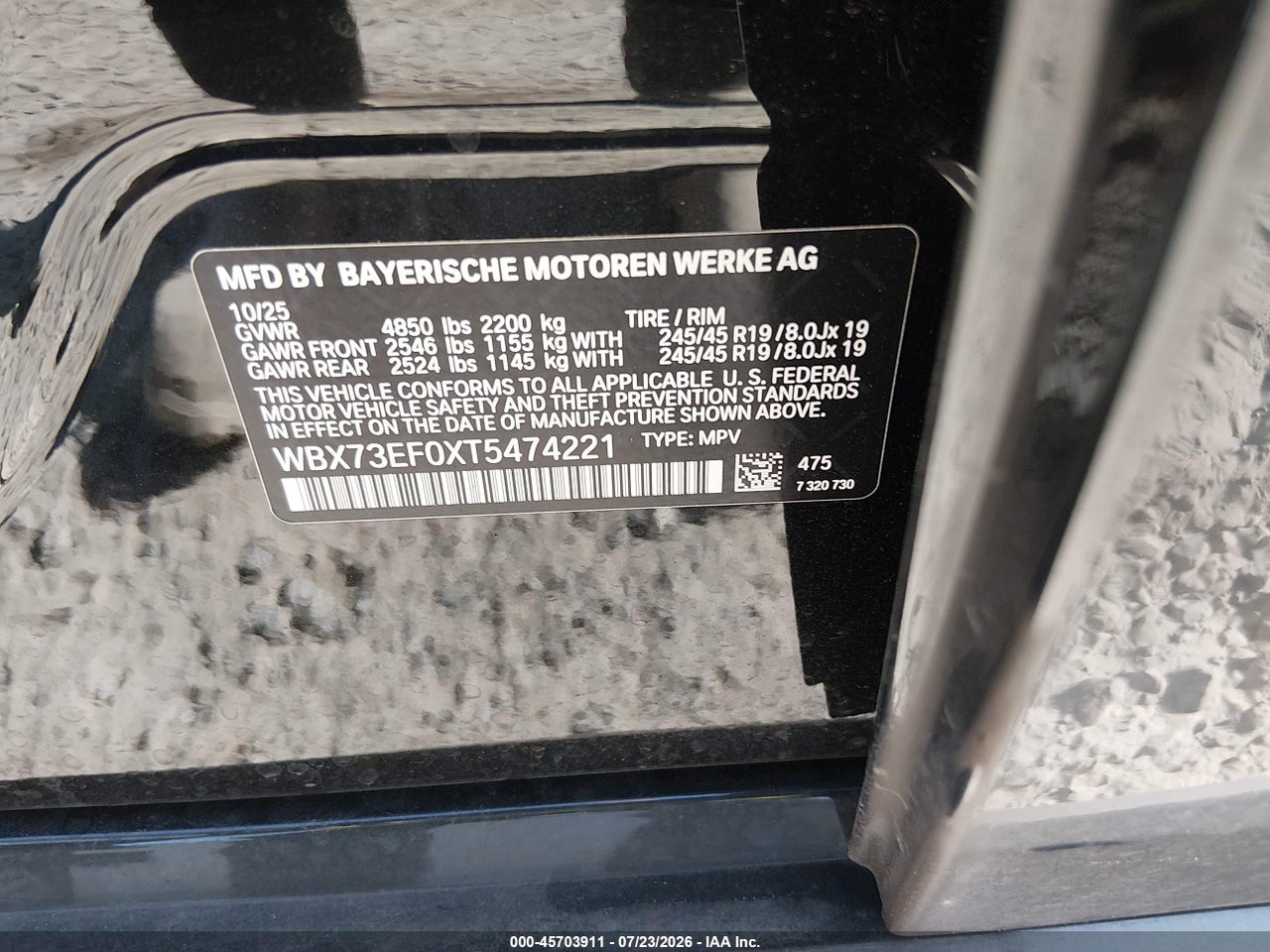 WBX73EF0XT5****** · 2026 BMW X1 XDRIVE28I · 9/11