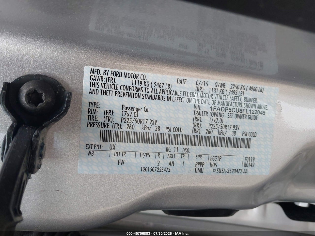 1FADP5CU8FL****** · 2015 FORD C-MAX ENERGI SEL · 9/11