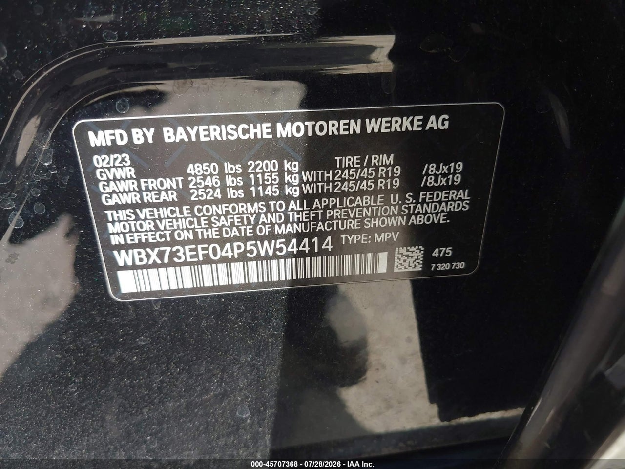 WBX73EF04P5****** · 2023 BMW X1 XDRIVE28I · 9/11
