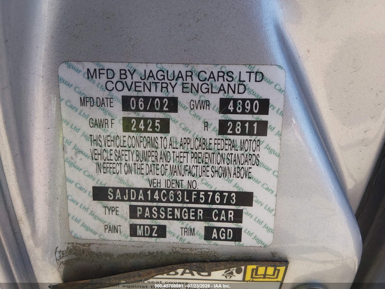 SAJDA14C63L****** · 2003 JAGUAR XJ XJ8 · 9/11