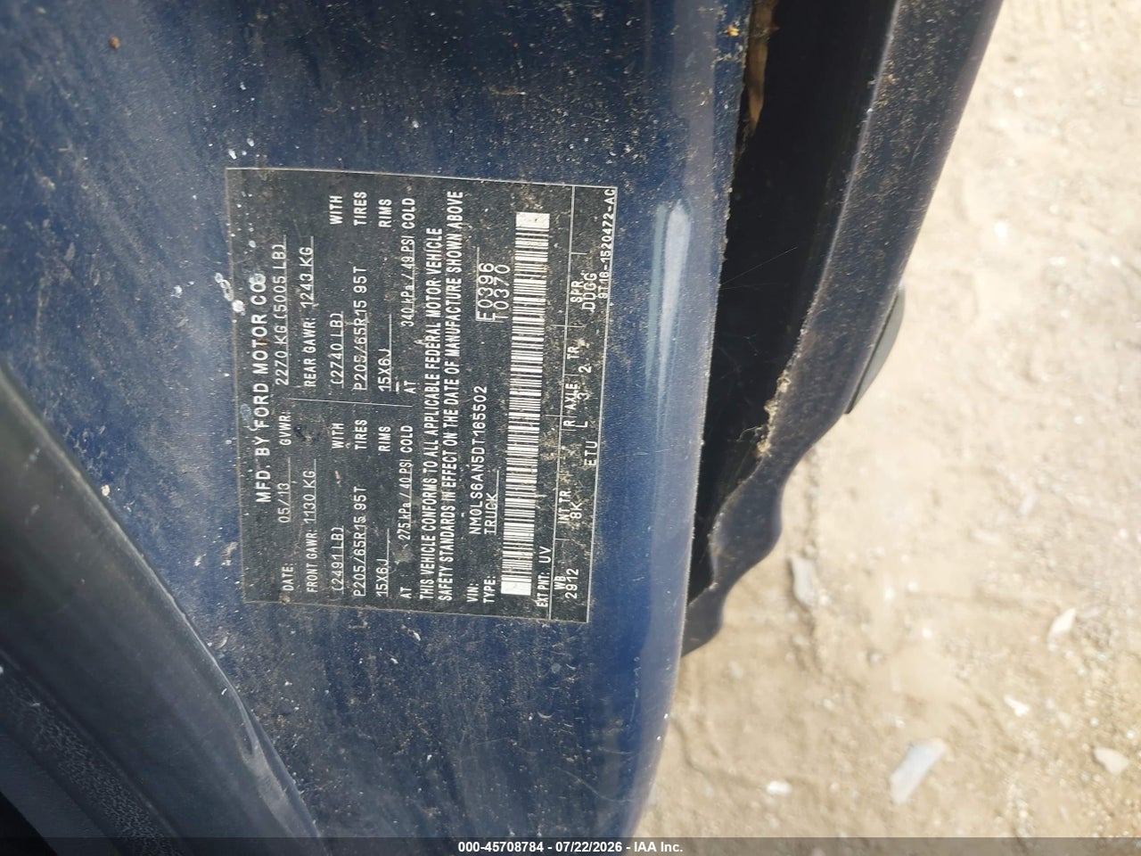 NM0LS6AN5DT****** · 2013 FORD TRANSIT CONNECT XL · 9/10