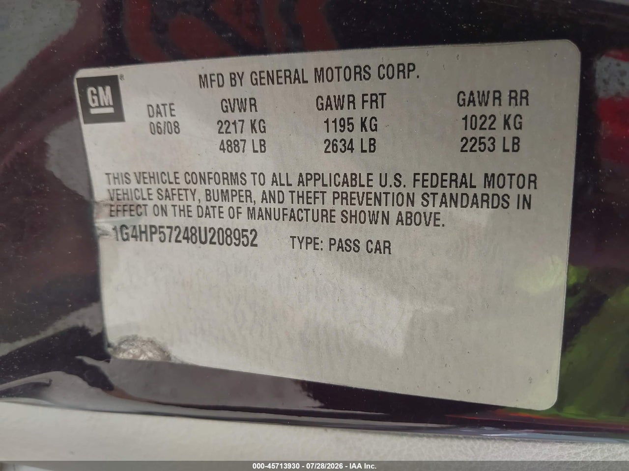 1G4HP57248U****** · 2008 BUICK LUCERNE CX · 9/11