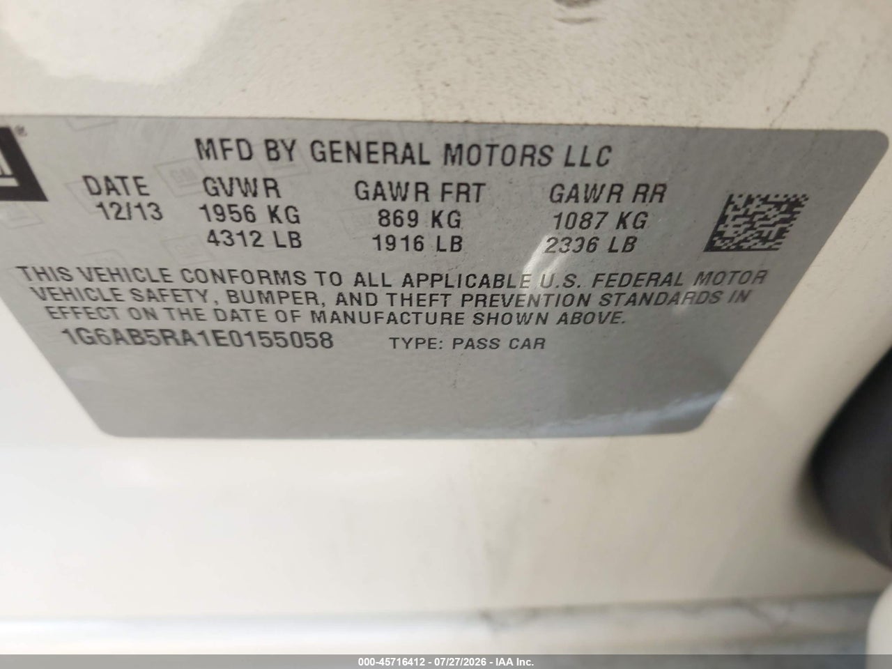 1G6AB5RA1E0****** · 2014 CADILLAC ATS LUXURY · 9/10