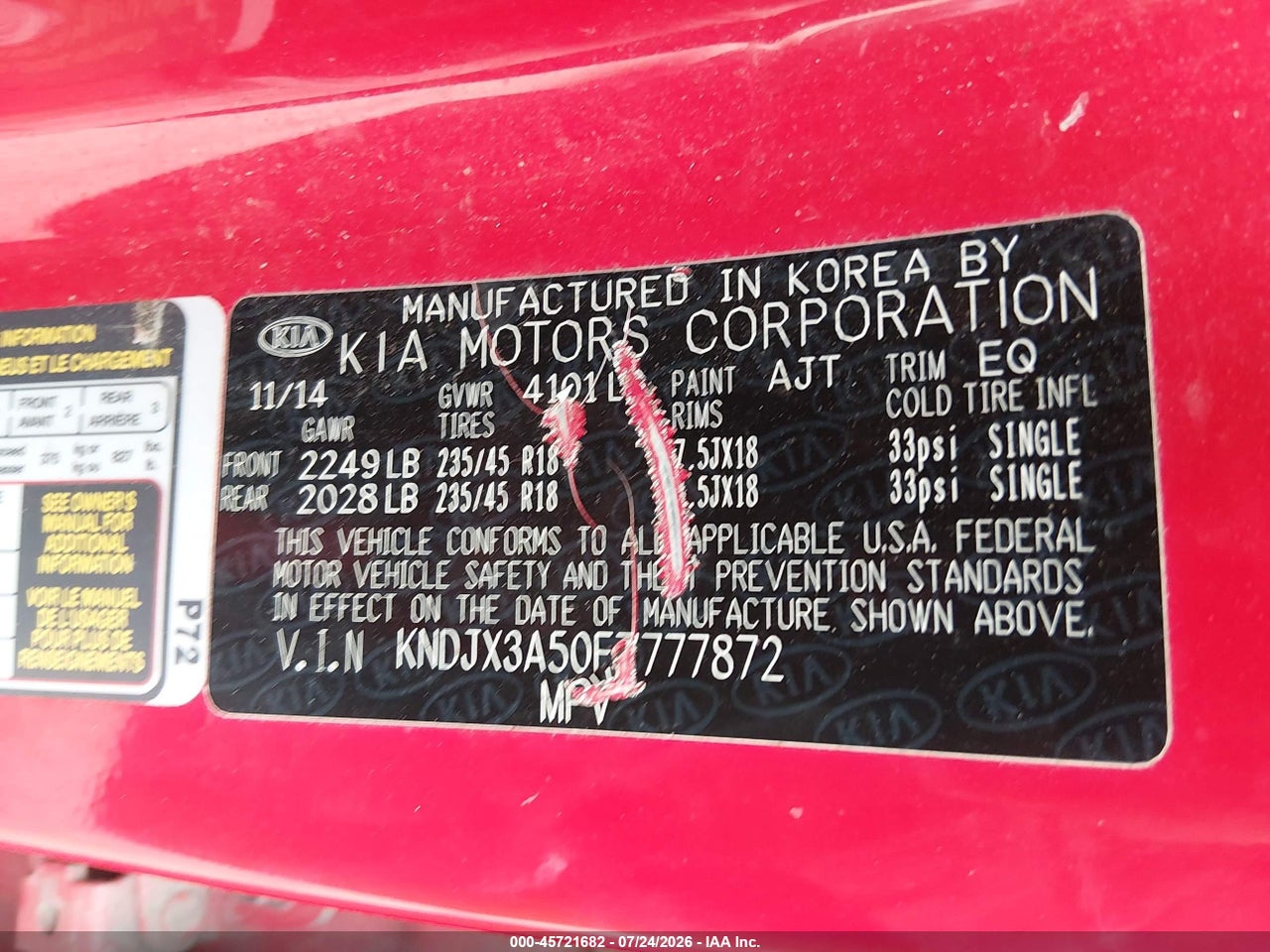 KNDJX3A50F7****** · 2015 KIA SOUL ! · 9/11