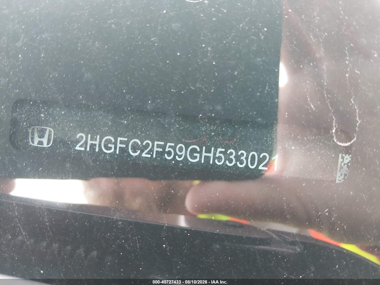 2HGFC2F59GH****** · 2016 HONDA CIVIC LX · 9/10