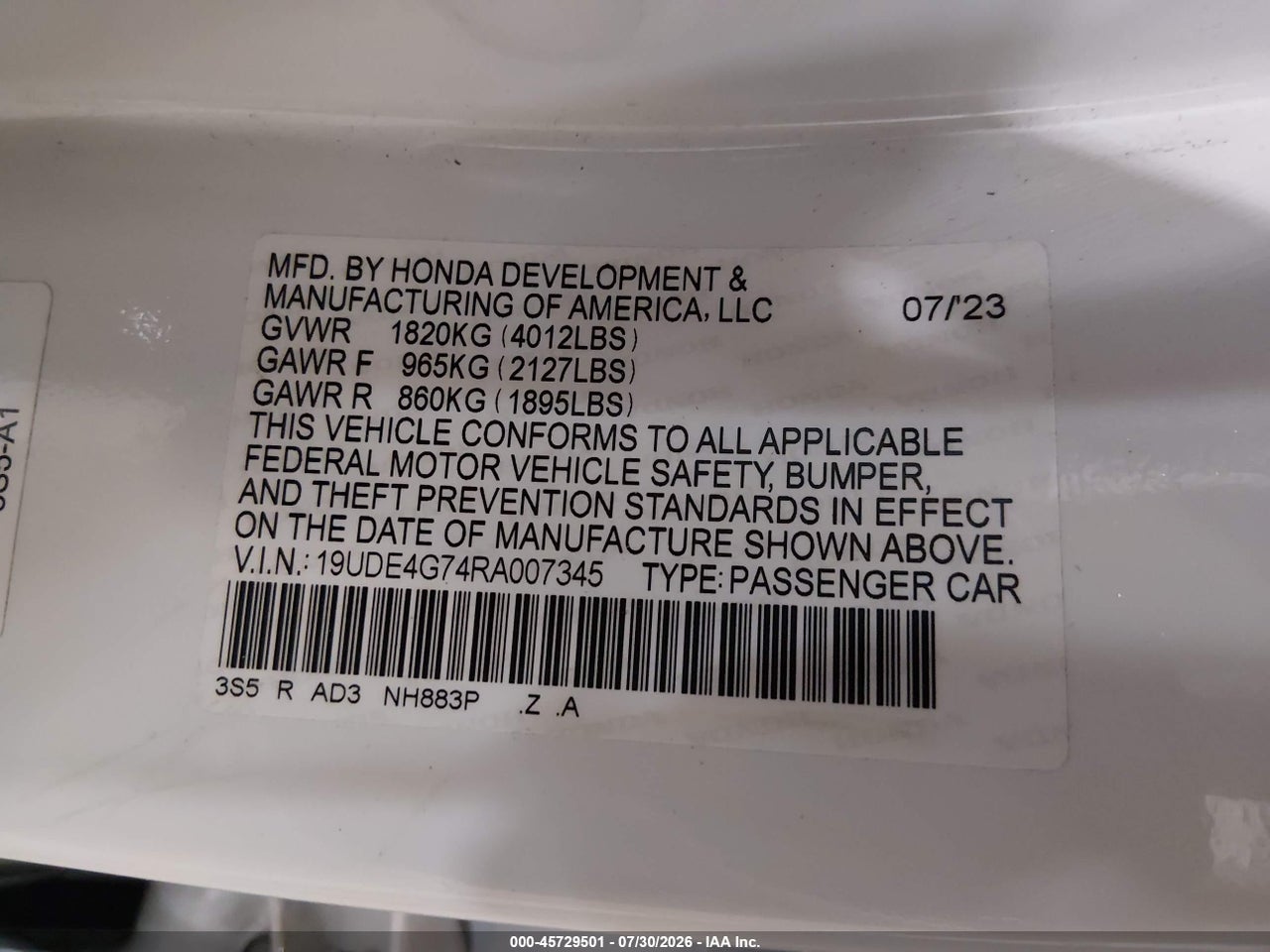 19UDE4G74RA****** · 2024 ACURA INTEGRA A-SPEC TECHNOLOGY · 9/11
