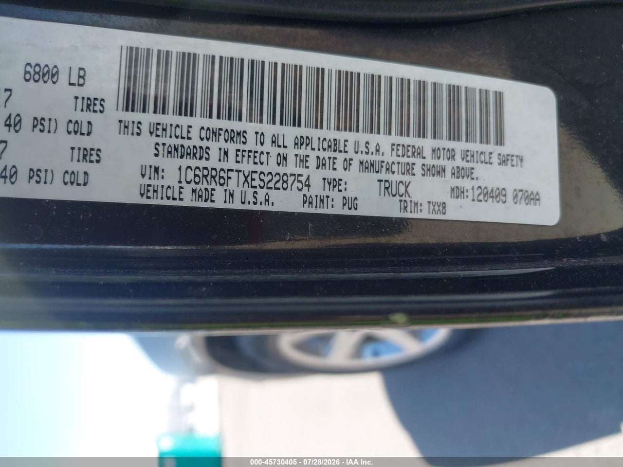 1C6RR6FTXES****** · 2014 RAM 1500 TRADESMAN · 9/11