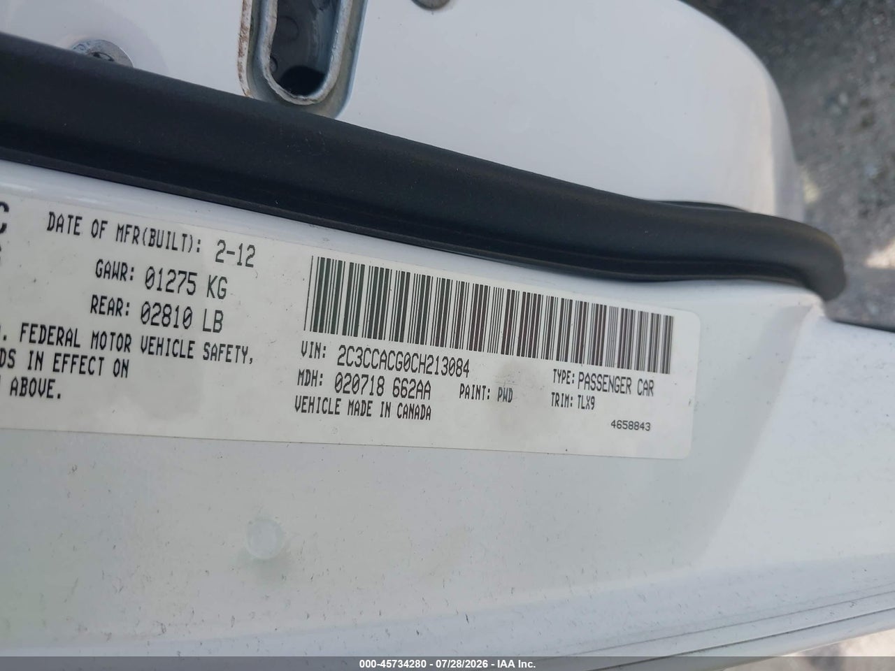 2C3CCACG0CH****** · 2012 CHRYSLER 300 LIMITED · 9/11