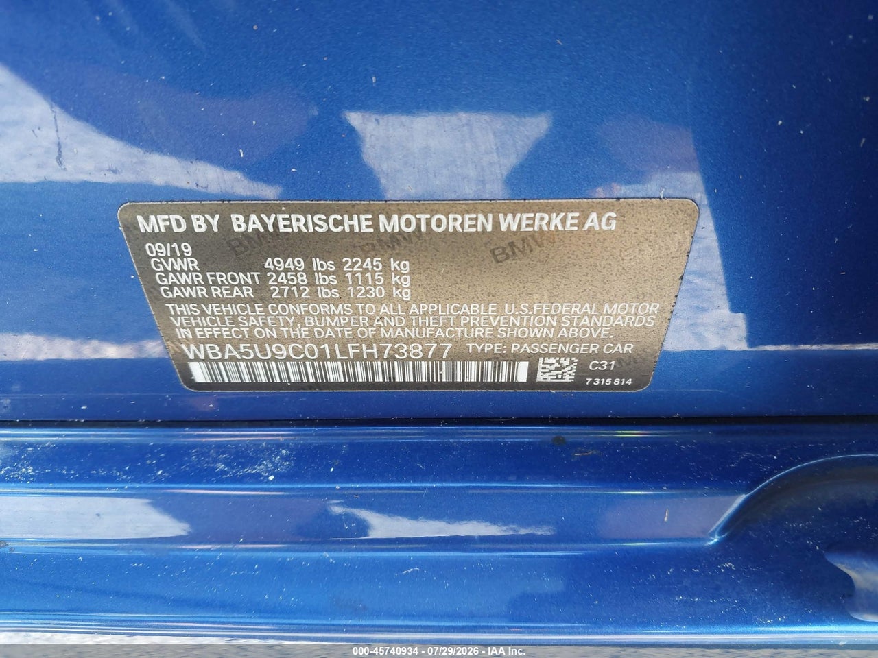 WBA5U9C01LF****** · 2020 BMW M340I M340I XDRIVE · 9/11