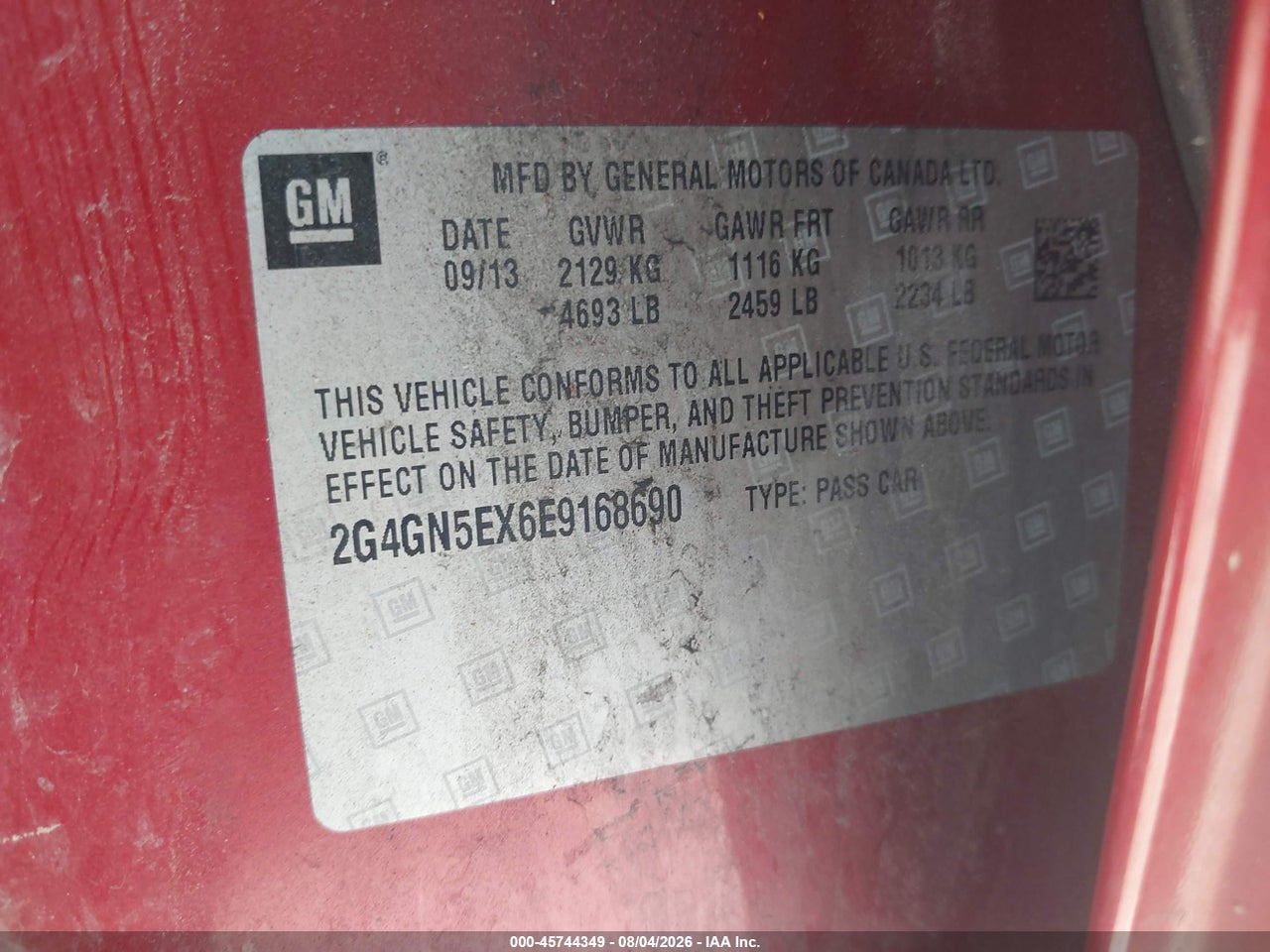 2G4GN5EX6E9****** · 2014 BUICK REGAL TURBO/E-ASSIST PREMIUM I · 9/11
