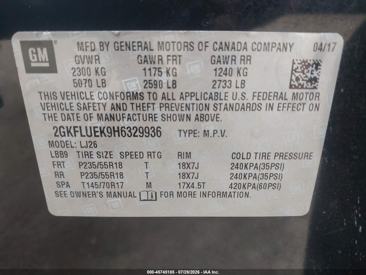 2017 GMC TERRAIN SLT · 9/11