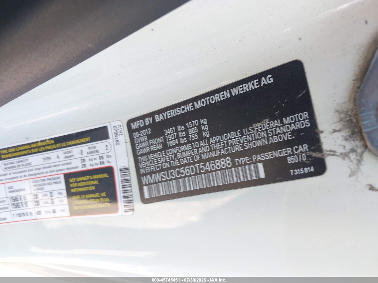 WMWSU3C56DT****** · 2013 MINI HARDTOP COOPER · 9/11