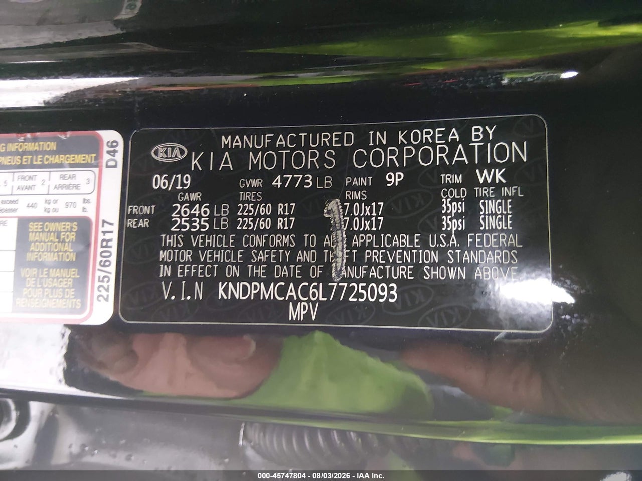 KNDPMCAC6L7****** · 2020 KIA SPORTAGE LX · 9/11