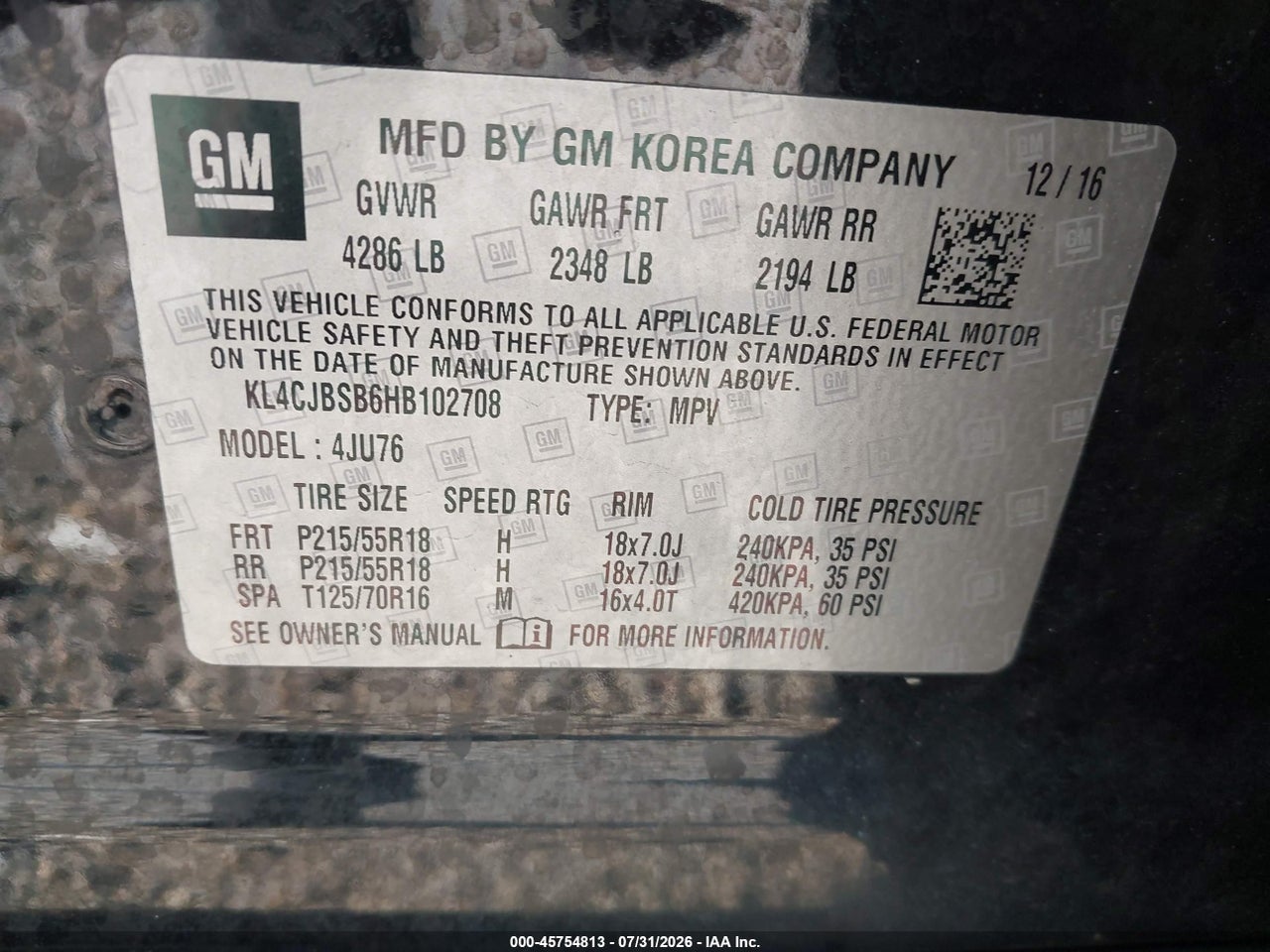 KL4CJBSB6HB****** · 2017 BUICK ENCORE   · 9/10