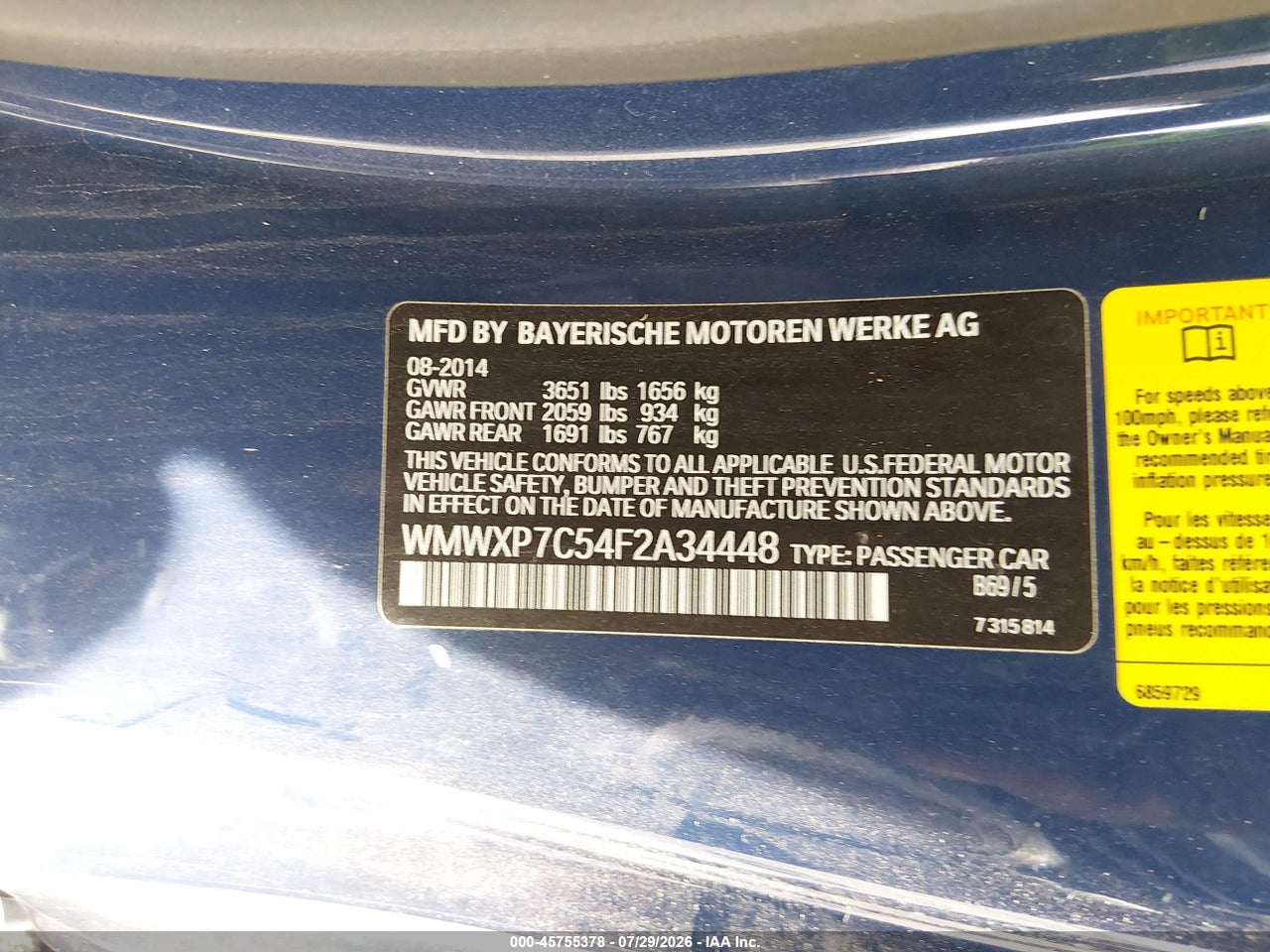 WMWXP7C54F2****** · 2015 MINI HARDTOP COOPER S · 9/11