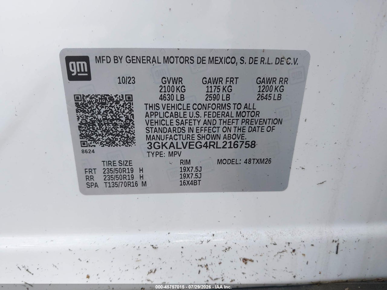 3GKALVEG4RL****** · 2024 GMC TERRAIN AWD SLT · 9/11